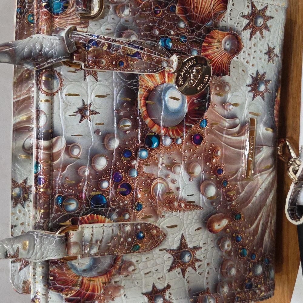 💛🔹️Brahmin 🔹️Cami Sea Jewel Melbourne Leather Satchel Shoulder Bag - Picture 11 of 14